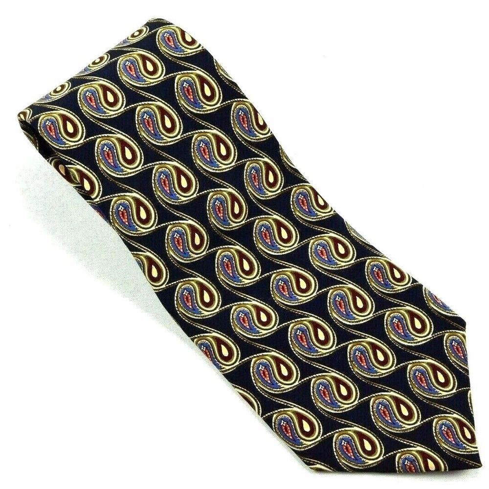 Vintage Chaps Ralph Lauren Blue Paisley Men's‎ Tie 100% Silk 58"